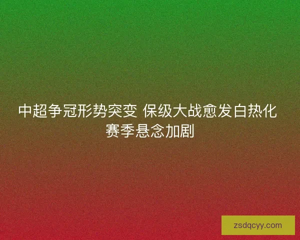 中超争冠形势突变 保级大战愈发白热化 赛季悬念加剧